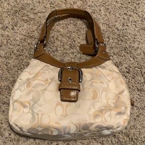 Coach purse. Cream/ white with tan.